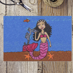 Papier Mousseline Poisson de sirène à cheval de mer à l'effigie somb