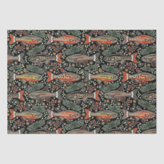 Papier Mousseline Poisson d'eau douce, Design élégant, Truite, Pêche (Recto)