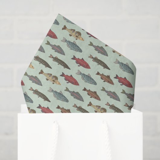 Papier Mousseline Poisson Découpe de pêche (Sac cadeau)
