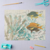 Papier Mousseline Poisson et algues avec écriture découpage (Artisanat)