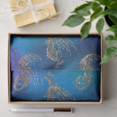 Papier Mousseline Poisson glacé d'or sur une déco bleue (Cadeau)