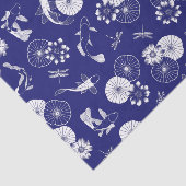 Papier Mousseline Poisson koi bleu et blanc dans l'étang Lotus Motif (Détail)