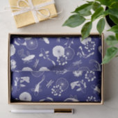 Papier Mousseline Poisson koi bleu et blanc dans l'étang Lotus Motif (Cadeau)