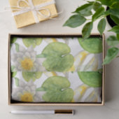 Papier Mousseline Poisson Koi jaune et Lys d'eau blanche Étang (Cadeau)