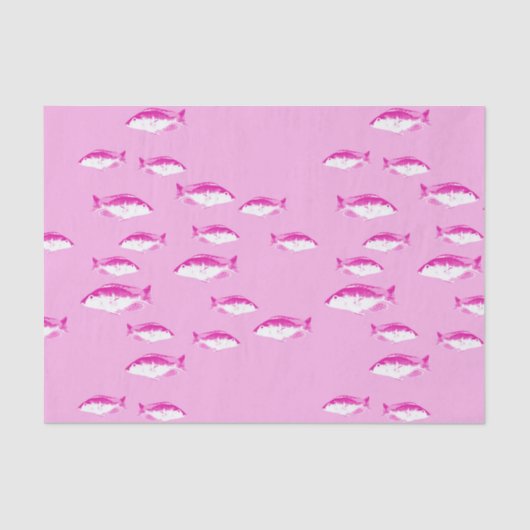 Papier Mousseline Poisson rose (Recto)
