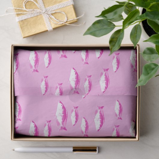 Papier Mousseline Poisson rose (Cadeau)