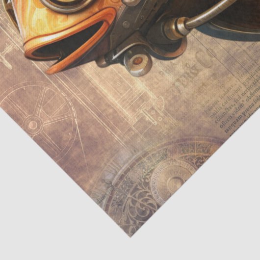 Papier Mousseline Poisson Steampunk (Détail)
