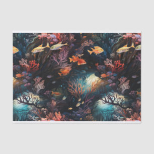 Papier Mousseline Poisson tropical et corail Art no 2