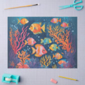 Papier Mousseline Poisson tropical vibre (Artisanat)
