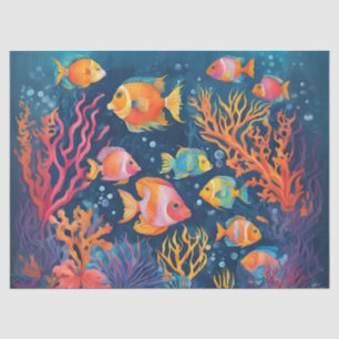 Papier Mousseline Poisson tropical vibre