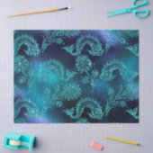 Papier Mousseline Poissons et fleurs glacés sur la déco bleue (Artisanat)