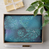 Papier Mousseline Poissons et fleurs glacés sur la déco bleue (Cadeau)