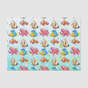 Papier Mousseline Poissons tropicaux colorés