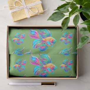 Papier Mousseline Poissons verts occupés