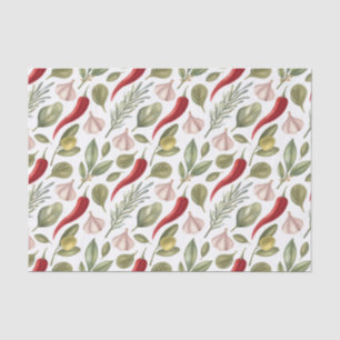 Papier Mousseline Poivrons chili, ail, olives et herbes