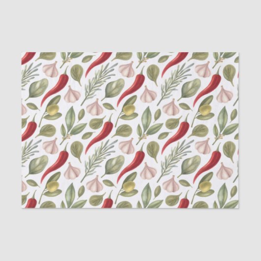 Papier Mousseline Poivrons chili, ail, olives et herbes (Recto)