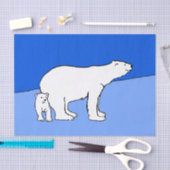 Papier Mousseline Polar Bear Mom and Cub Peinture - Wildlife Art (Artisanat)