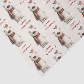Papier Mousseline Polar Bear Robin Pattern Cream Merry Christmas (Détail)