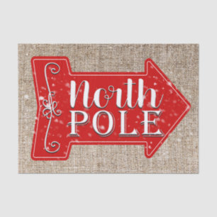 Papier Mousseline Pôle Nord Flèche Rouge Rustique Noël Fêtes