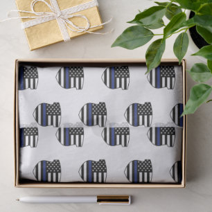 Papier Mousseline Police Officier Mince Ligne Bleue Police Insigne