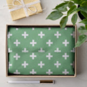 Papier Mousseline Polka blanche croise sur vert (Cadeau)