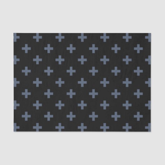 Papier Mousseline Polka gris-bleu croise sur noir (Recto)