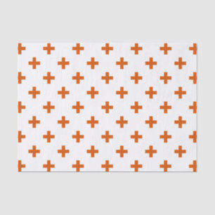 Papier Mousseline Polka orange croise sur blanc