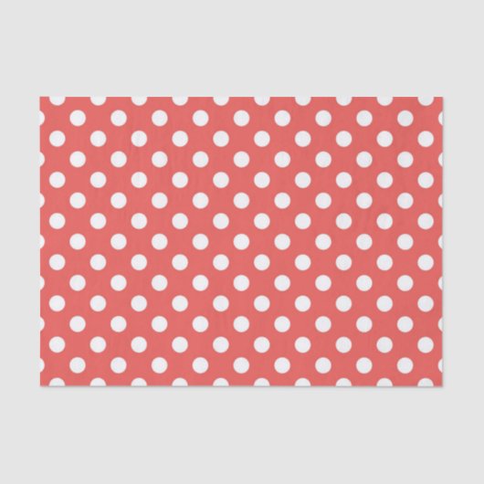 Papier Mousseline Polka rouge et blanc Point fête d'anniversaire (Recto)