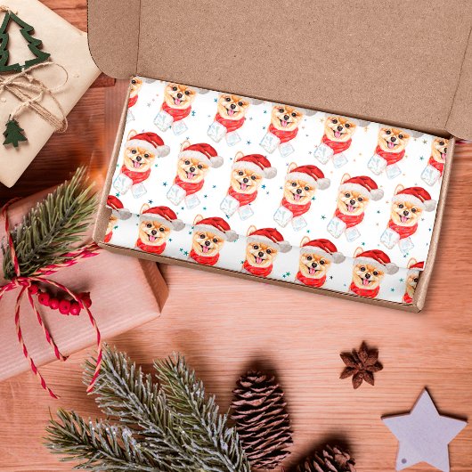 Papier Mousseline Pomeranian Dog Breed Christmas Stars