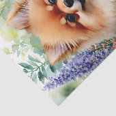 Papier Mousseline Poméranie Florale Aquarelle Canine Art (Détail)