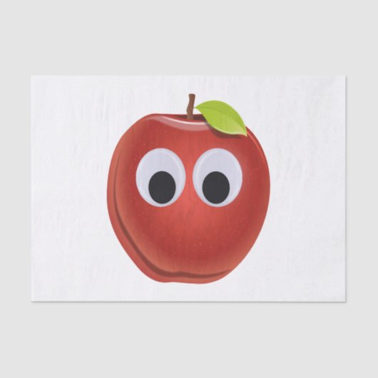Papier Mousseline Pomme rouge drôle avec yeux de googly (Recto)