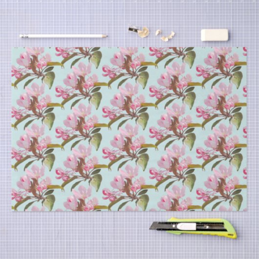 Papier Mousseline Pommes fleuries (Artisanat)