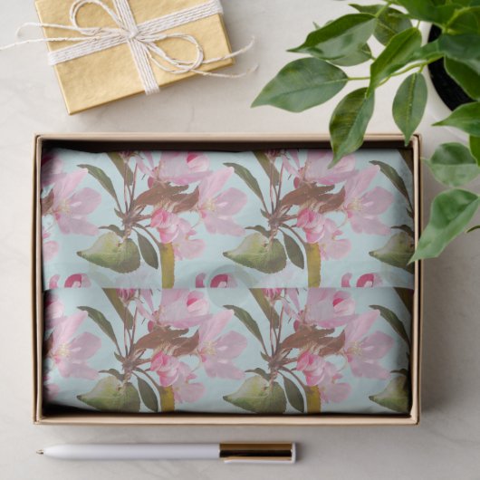 Papier Mousseline Pommes fleuries (Cadeau)