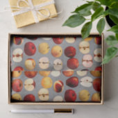 Papier Mousseline Pommes rouges et dorées sur Motif gris (Cadeau)