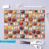 Papier Mousseline Pommes rouges et dorées sur Motif gris (Artisanat)