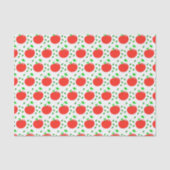 Papier Mousseline Pommes rouges et Feuilles verts (Recto)