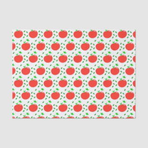 Papier Mousseline Pommes rouges et Feuilles verts