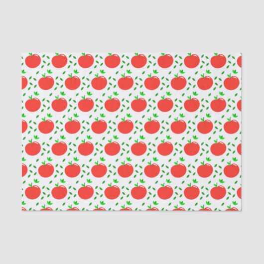 Papier Mousseline Pommes rouges et Feuilles verts (Recto)