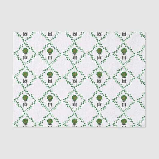 Papier Mousseline Pommier Topiaire Vin Diamant Rouge Noir (Recto)