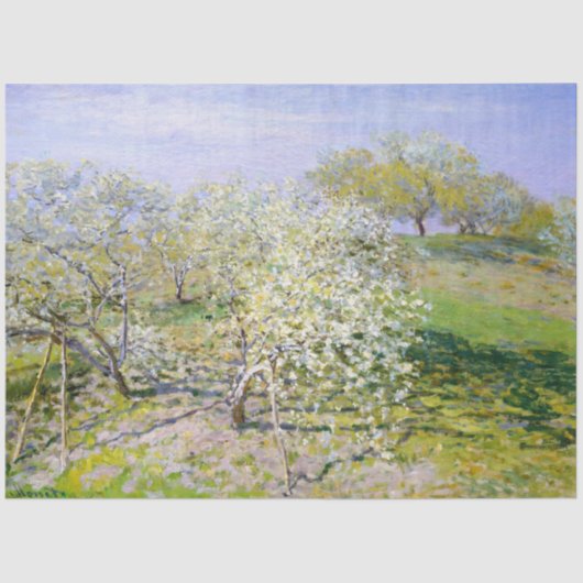 Papier Mousseline Pommiers en fleurs (par Claude Monet) (Recto)