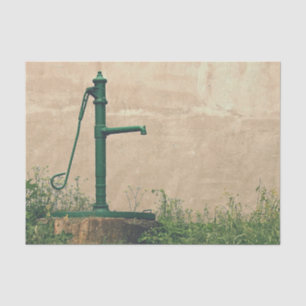 Papier Mousseline Pompe d'eau verte vintage