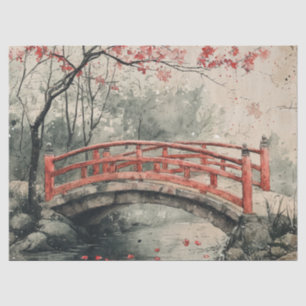 Papier Mousseline Pont Cherry Blossom Sumi-E Paysage (2)