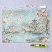 Papier Mousseline Pont Jardin Tranquille Chinoiserie Aquarelle (Artisanat)