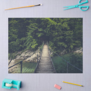 Papier Mousseline Pont suspendu simple rivière Idrijca, Slovénie