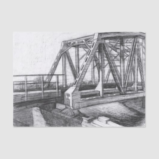 Papier Mousseline Pont vieux pencilart Monochrome noir et blanc (Recto)