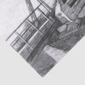 Papier Mousseline Pont vieux pencilart Monochrome noir et blanc (Détail)