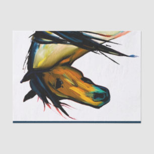 Papier Mousseline Pony sauvage Cheval aquarelle