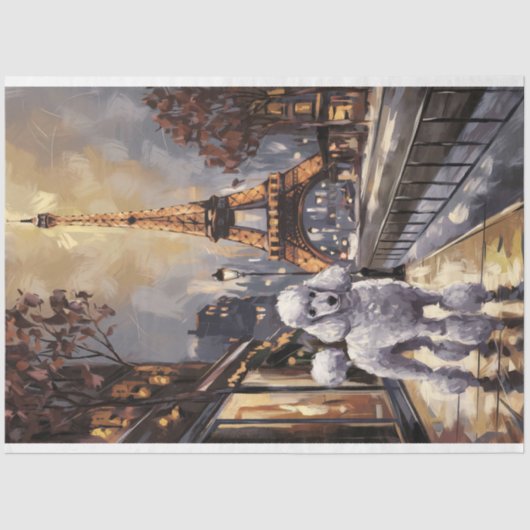 Papier Mousseline Poodle à Paris Peinture Découpage (Recto)