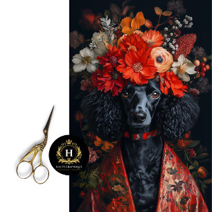 Papier Mousseline Poodle Floral Rouge de la Saint-Valentin