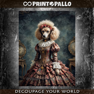 Papier Mousseline Poodle lady en élégante robe noble